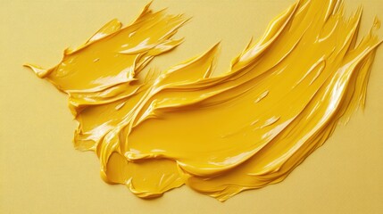 Poster - Gold foil texture with brush strokes on yellow background ideal for adding personalized text or design elements in creative projects.