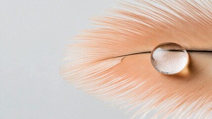 Aufkleber - Close up of a water droplet resting on a soft feather showcasing delicate textures and ample negative space for creative overlay ideas