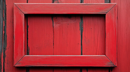 Poster - Red Wooden Frame on Rustic Red Wood Background Vintage Design Element Old Art Aged Wall Retro Image 
