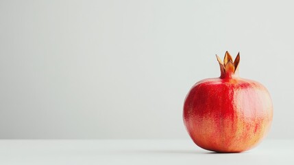 Aufkleber - Fresh ripe pomegranate on a light background with ample space for text showcasing healthy seasonal produce and vibrant colors.