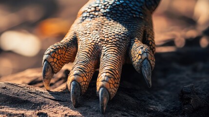 Poster - Iguana Paw Detail in Natural Light with Shallow Depth of Field Ideal for Nature and Wildlife Related Projects or Text Overlays