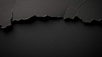 Poster - Textured black paper with a torn edge creating a dramatic background suitable for elegant text or graphic overlays.