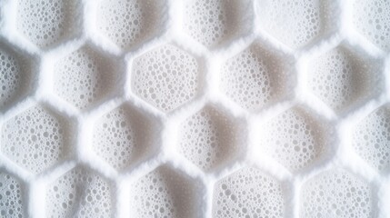 Leinwandbilder - Hexagonal Pattern on Foam Texture with Bubbles and Blank Space for Text Overlays or Design Elements