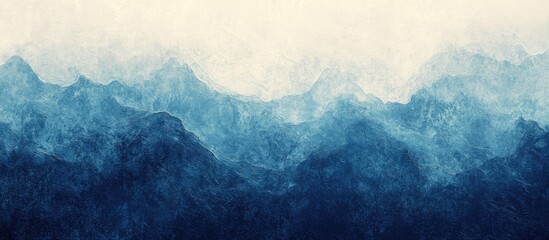 Poster - Abstract navy and light blue textured wave wallpaper design with faded aesthetic ideal for web templates featuring empty space for text
