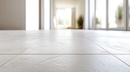 Leinwandbilder - Clean white floor surface with textured design and soft lighting offering ample empty space for text or graphic overlays in a minimalist setting