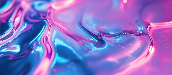 Fototapete - Futuristic Abstract Holographic Background in Azure and Pink with Metallic Gradient and Space for Text in a Psychedelic Style