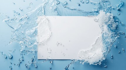 Poster - Minimalist A4 flyer mockup featuring a water splash on an azure background with ample space for text and design elements.