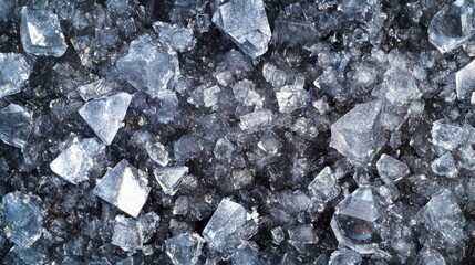Aufkleber - Icy microcrystals on frozen ground creating a cool winter texture with ample space for text or design elements. Perfect for seasonal themes.
