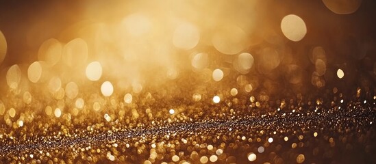 Poster - Elegant Gold Glitter Background with Blurred Bokeh Effect Ideal for Holiday Presentations and Product Displays with Blank Space for Text