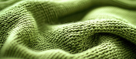 Poster - Textured Green Knitted Fabric Cozy Warmth Backdrop for Interior Design Soft Cotton Wool Material with Copy Space for Creative Showcases