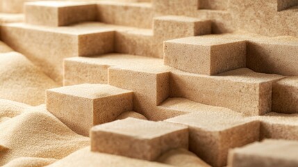 Aufkleber - Close up of textured sand and incomplete block wall background with empty space for text or design elements in construction theme