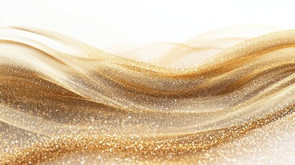 Poster - Shimmering golden wave particles on a soft background with space for text and design elements in a luxurious and elegant style