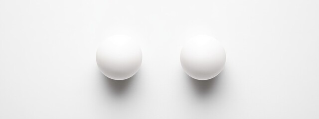 Poster - White spherical objects on a clean background with ample copy space for text or design elements in a minimalistic layout