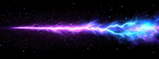 Poster - Dramatic lightning bolt illuminating the night sky with vibrant colors and space for text overlay or graphics