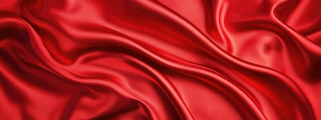 Poster - Elegant red silk fabric texture with dramatic lighting and ample copy space for your text or design needs.
