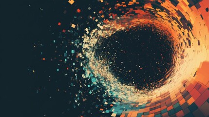 Leinwandbilder - Digital Abstract Data Stream with Distortion Effects and Space for Custom Text or Branding