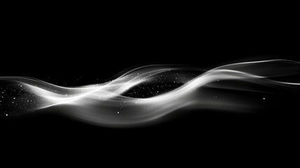 Fototapete - Abstract digital data stream with flowing motion in dark setting featuring empty text space for creative designs and technology concepts.