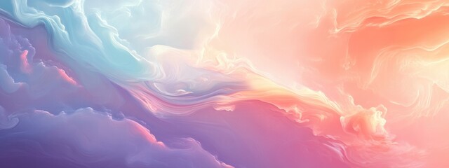 Poster - Dreamy sunset sky with soft wispy clouds and vibrant colors creating spacious area for text or design elements