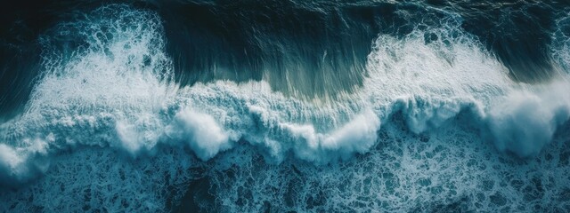 Poster - Dramatic Ocean Waves Surging Over Rocky Shoreline with Expansive Space for Customizable Text