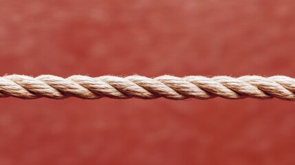 Poster - Close Up of Twisted Rope on a Red Background with Blank Space for Text or Graphics in a Professional Setting