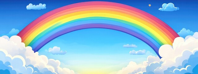 Poster - Double Rainbow Over a Serene Road at Sunset with Clear Skies for Text Overlay and Nature Background