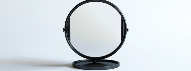 Poster - Double sided mirror on a white background with empty screen and copy space for text showcasing simplicity and elegance in design