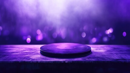 Poster - Purple disc design with blurred nightclub background and disco balls creating an energetic atmosphere with space for text and branding