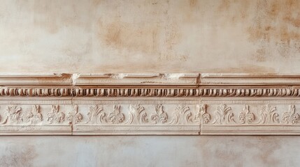 Poster - Ancient Mediterranean architecture detail featuring a beautifully textured wall and decorative molding with ample copy space for text.