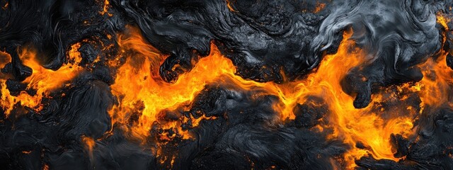 Fototapete - Dynamic Flames with Dark Background and Open Space for Text Enhancement