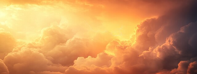 Poster - Dramatic cloudy sky at sunset with vibrant colors and lightning bolt, featuring ample space for customizable text or graphics.