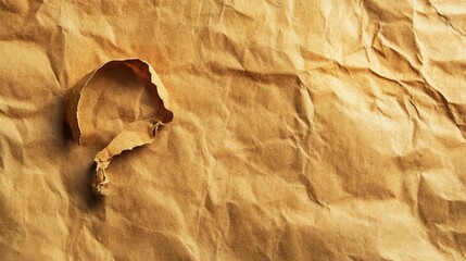 Poster - Textured brown paper background with comma shape cutout creating space for design or text elements in a rustic aesthetic.