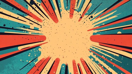 Poster - Comic Style Burst Background with Dotted Lines and Space for Message Text in Vibrant Color Palette for Dynamic Visual Impact