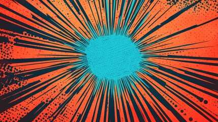 Fototapete - Colorful Comic Pop Art Background with Radial Abstract Burst Design and Space for Text in Vibrant Red and Blue Tones