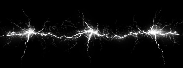 Poster - Dramatic lightning bolts illuminating dark sky during storm with ample copy space for text and design elements.