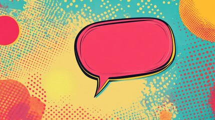 Poster - Colorful Comic Dialogue Box Background with Texture and Empty Space for Text in Vibrant Colors