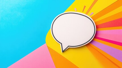 Poster - Colorful comic speech bubble on vibrant background with sunburst effect and bright colors perfect for creative text placement or fun facts