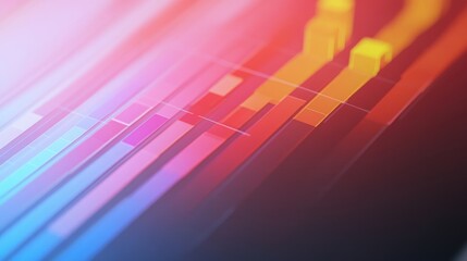 Poster - Colorful abstract data visualization with row and bar graphs blending together ideal for infographics and presentations with empty text space