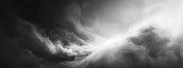 Leinwandbilder - Dramatic swirling smoke background with ample empty space for text and design elements in monochrome tones
