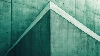 Poster - Green concrete pyramid wall abstract texture with geometric lines and ample space for adding custom text or design elements.