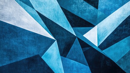 Fototapete - Geometric Blue Abstract Art with Textured Shapes and Angles Ideal for Creative Projects and Advertising Needs