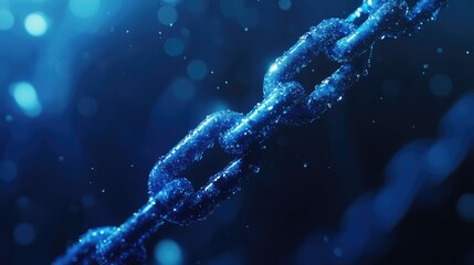Aufkleber - floating blue digital chain representing cybersecurity in a high-tech space with room for text or br