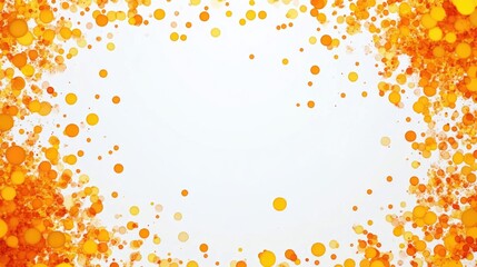 Fototapete - Vibrant floral pattern with yellow and orange dots on white background featuring ample space for text or graphic design elements