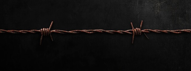 Poster - Barbed Wire Against Dark Background with Space for Text or Creative Design Elements