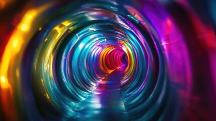 Poster - Vibrant abstract tube with a colorful worm's eye view creating a mysterious atmosphere and ample space for text or messaging