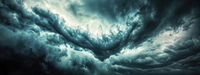 Poster - Dramatic stormy sky with swirling clouds and empty space for text perfect for backgrounds or weather-related themes