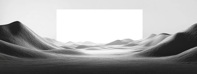 Poster - Dramatic Black and White Desert Landscape with Vast Empty Space for Text or Graphics