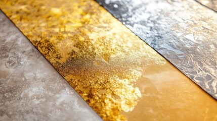 Poster - Elegant gold and silver textures close up with empty space for text ideal for luxury branding and design backgrounds