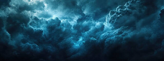 Poster - Dramatic storm clouds over the ocean with lightning highlighting an intense thunderstorm and empty space for text or design elements