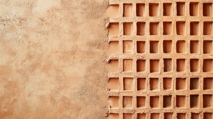 Poster - Terracotta roofing tiles and textured mortar surface with empty space for customizable text and design elements in architectural contexts