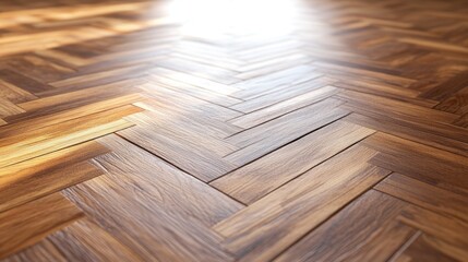 Poster - Crafted Wooden Flooring Texture with Herringbone Pattern and Soft Light Ideal for Text Overlay